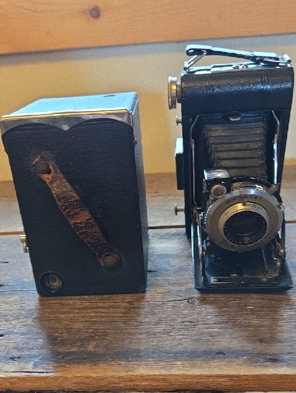 Vintage Kodak Camera Duo - Brownie Target Six-20 & Folding Bellows Camera/Decor